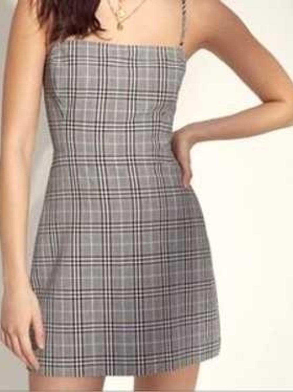 Wilfred (Aritzia) Isabelle Grey Plaid Print Mini Slip Dress Size 4